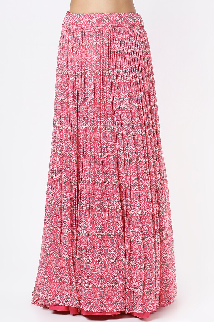 Pink Floral Printed Wedding Lehenga set by Aneesh Agarwaal PRET at Pernia's Pop Up Shop