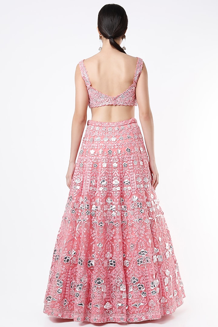 Blush Pink Embroidered Wedding Lehenga Set by Aneesh Agarwaal at Pernia's Pop Up Shop