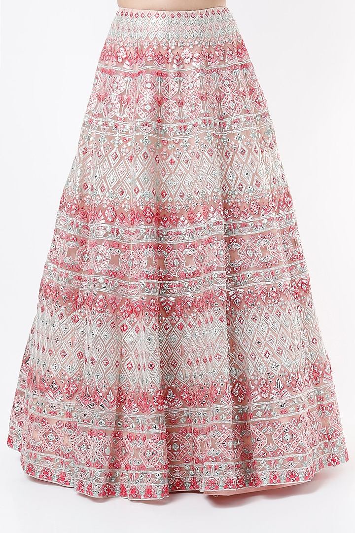 Pale Pink Embroidered Bridal Lehenga Set by Aneesh Agarwaal at Pernia's Pop Up Shop