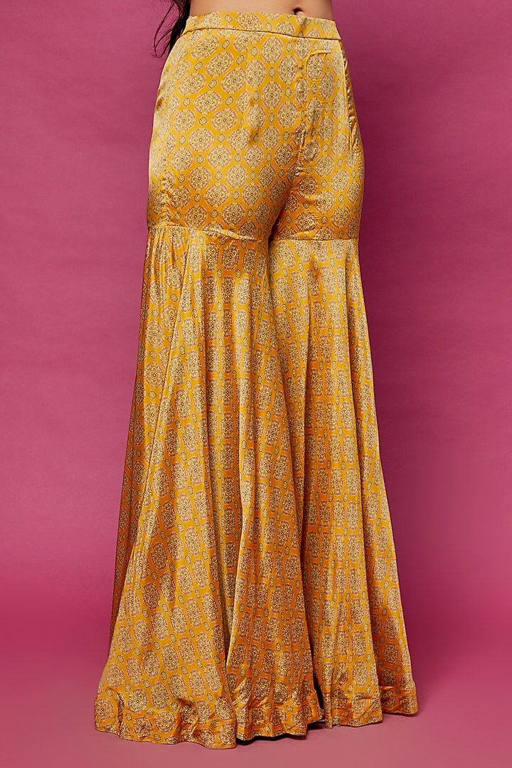 Yellow Silk Printed Wedding Sharara Set by Aneesh Agarwaal PRET at Pernia's Pop Up Shop