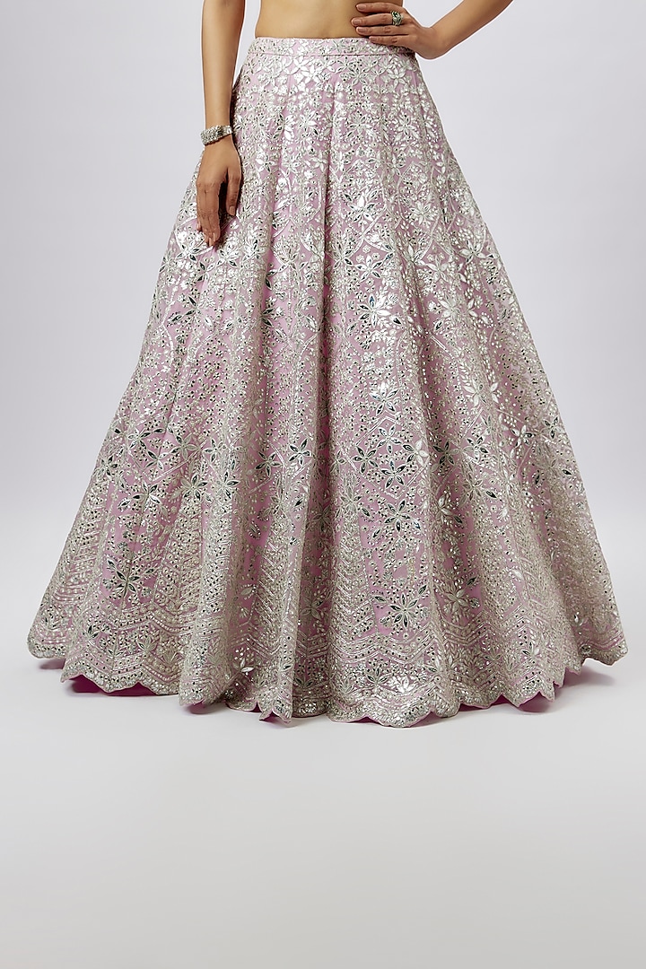 Lilac Organza Embroidered Bridal Lehenga Set by Aneesh Agarwaal at Pernia's Pop Up Shop