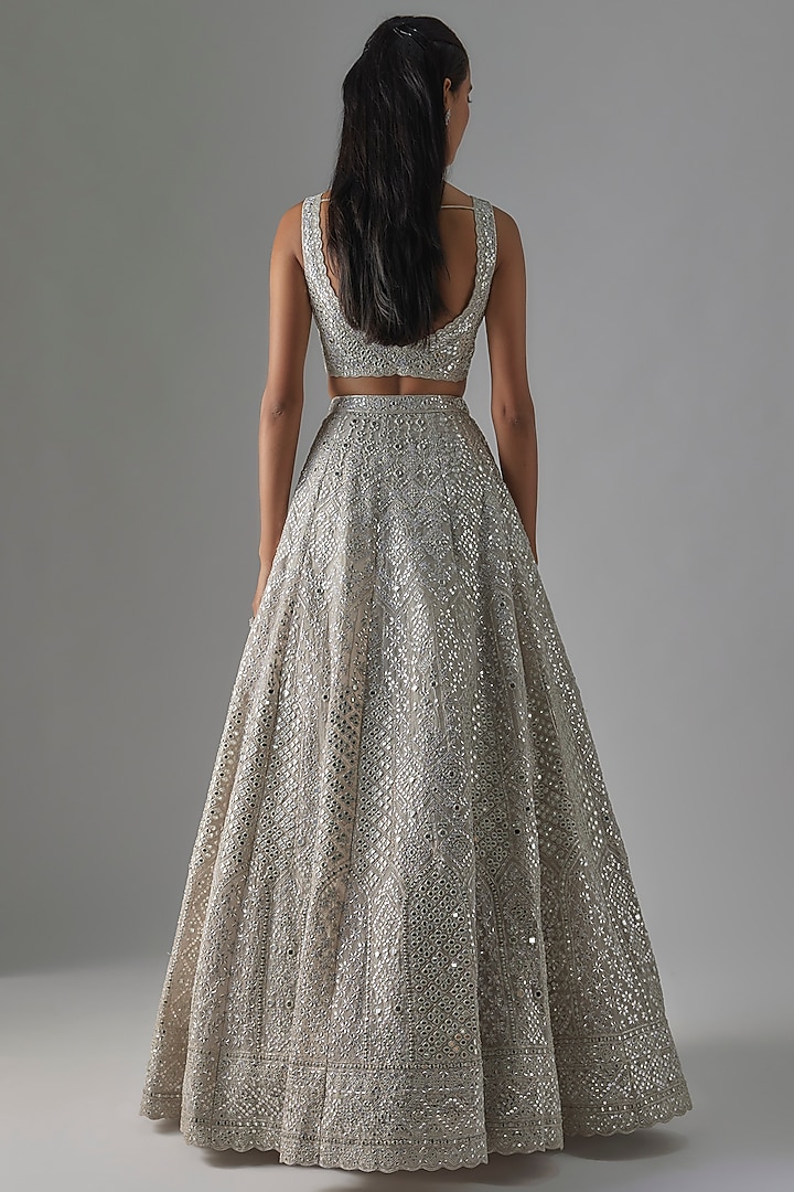 Grey Organza Bridal Lehenga Set by Aneesh Agarwaal at Pernia's Pop Up Shop