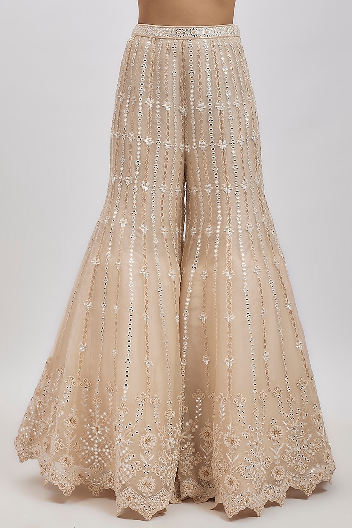 Ivory Organza Bridal Sharara Set by Aneesh Agarwaal at Pernia's Pop Up Shop