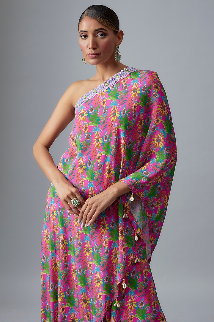 Pink-Lime Crepe Wedding Sharara Set by Aneesh Agarwaal PRET at Pernia's Pop Up Shop