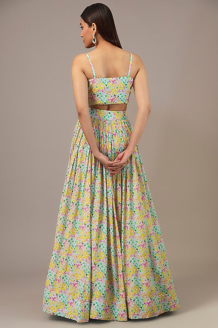 Aqua Crepe Sequins Embroidered Skirt Set by Aneesh Agarwaal PRET at Pernia's Pop Up Shop