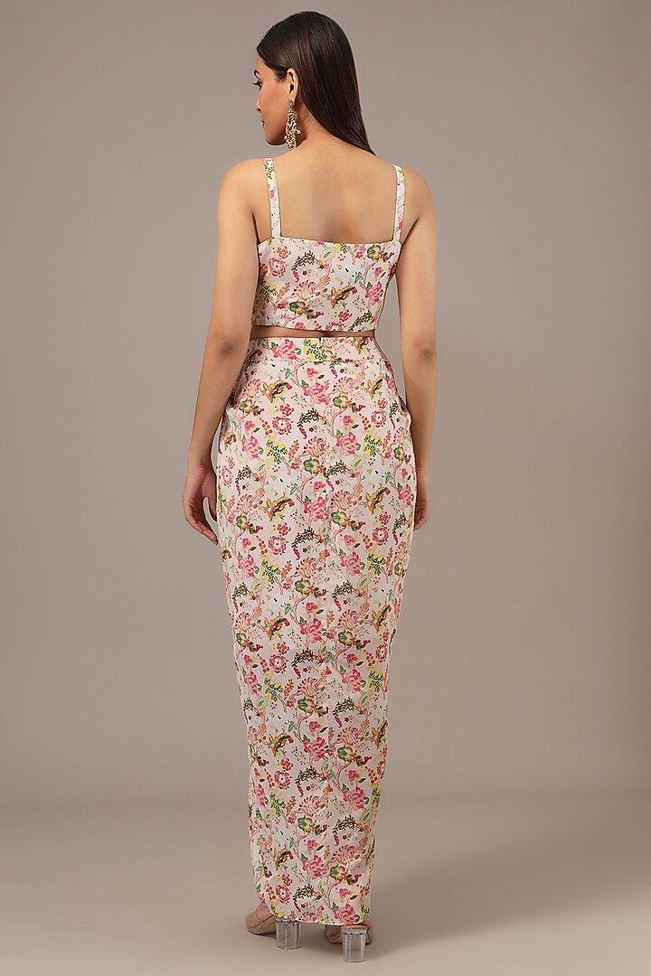 Peach Crepe Skirt Set by Aneesh Agarwaal PRET at Pernia's Pop Up Shop
