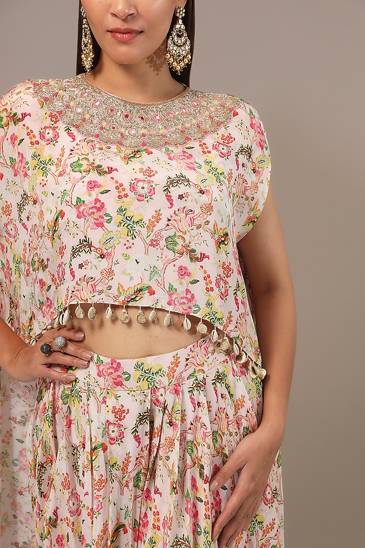 Peach Crepe Skirt Set by Aneesh Agarwaal PRET at Pernia's Pop Up Shop