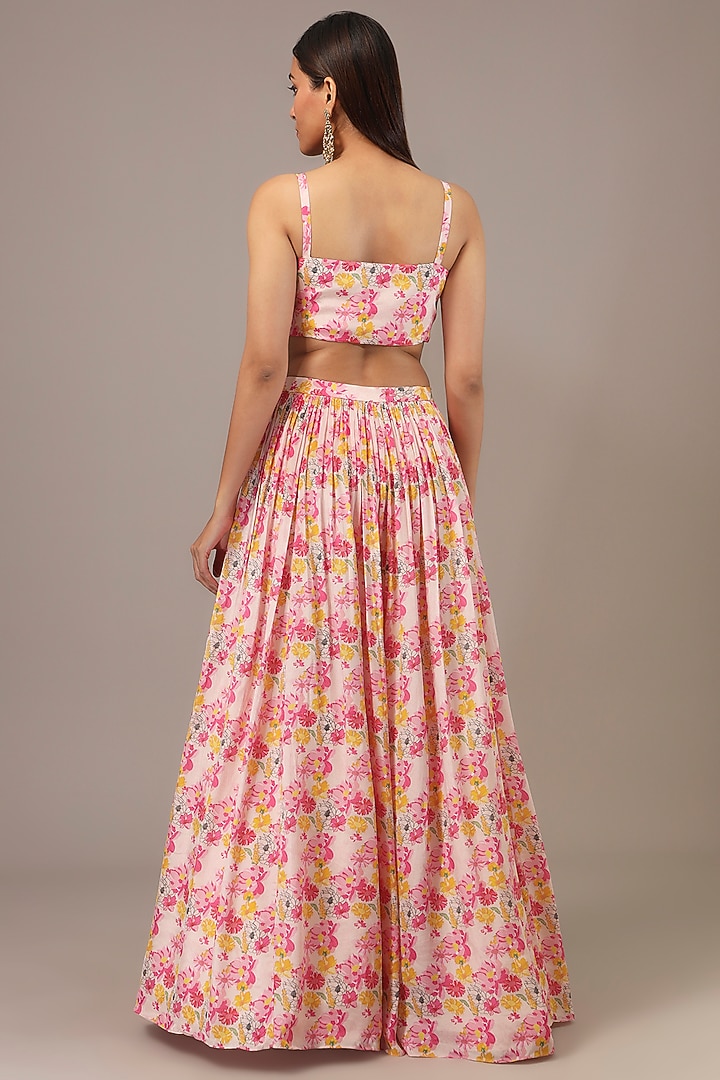 Beige Crepe Printed & Sequins Embroidered Flared Cape Set by Aneesh Agarwaal PRET at Pernia's Pop Up Shop
