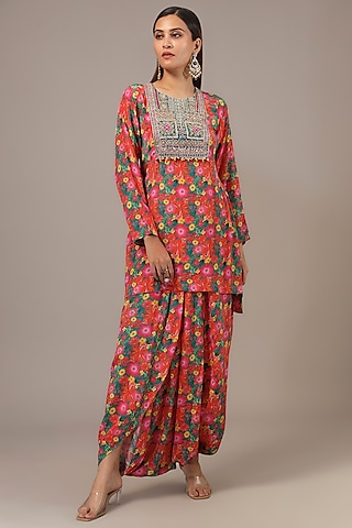 Emerald Crepe Dhoti Set by Aneesh Agarwaal PRET