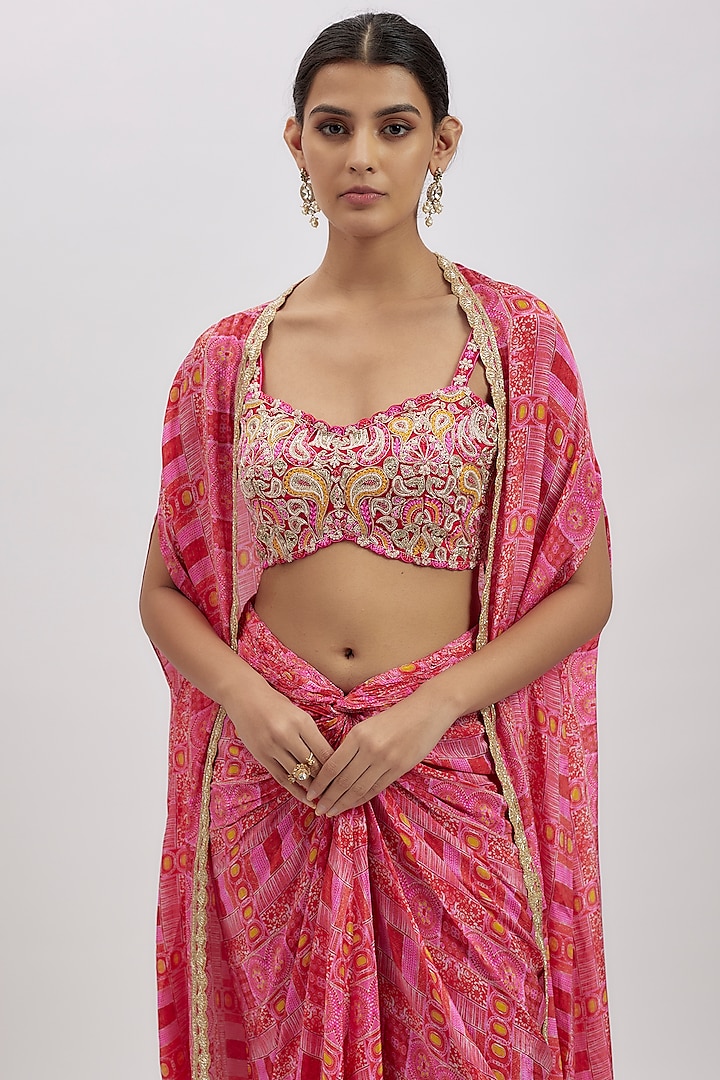 Pink Crepe Cape Set by Aneesh Agarwaal PRET at Pernia's Pop Up Shop