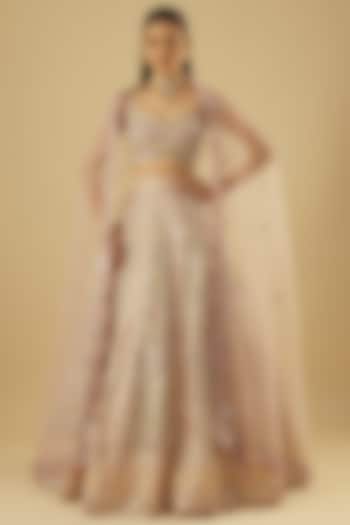 Multi-Colored Organza Embroidered Bridal Lehenga Set by Aneesh Agarwaal at Pernia's Pop Up Shop