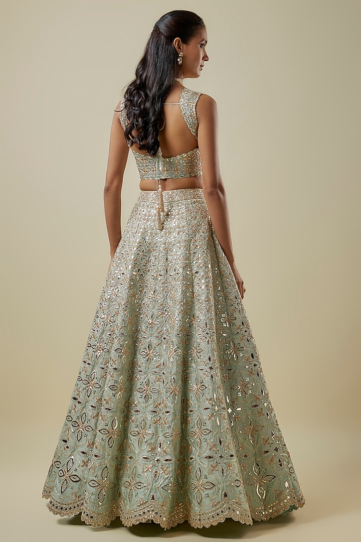 Copper & Gold Silk Bridal Lehenga Set by Aneesh Agarwaal at Pernia's Pop Up Shop