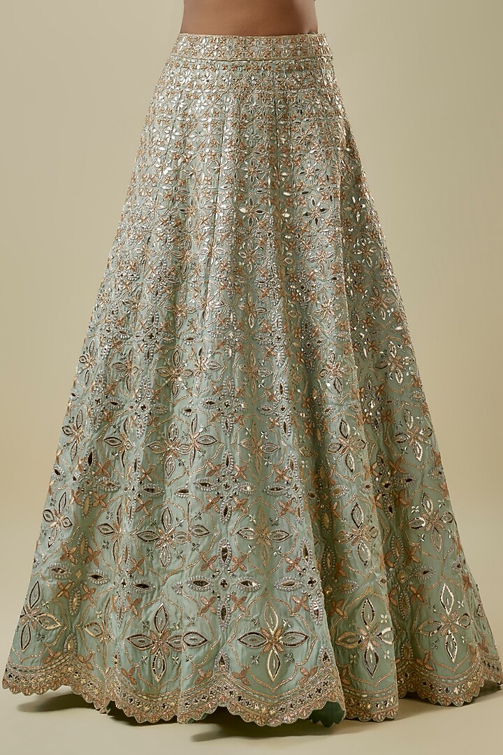 Copper & Gold Silk Bridal Lehenga Set by Aneesh Agarwaal at Pernia's Pop Up Shop