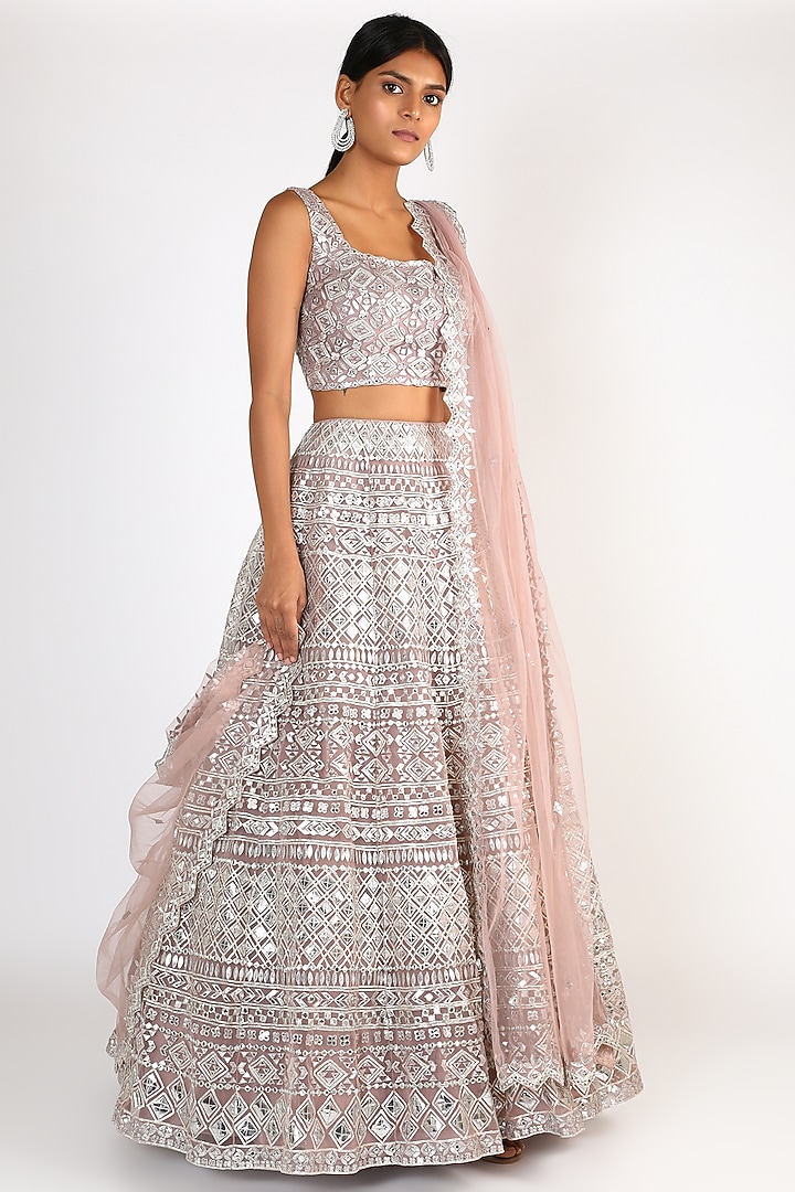 Brown Embroidered Bridal Lehenga Set by Aneesh Agarwaal at Pernia's Pop Up Shop