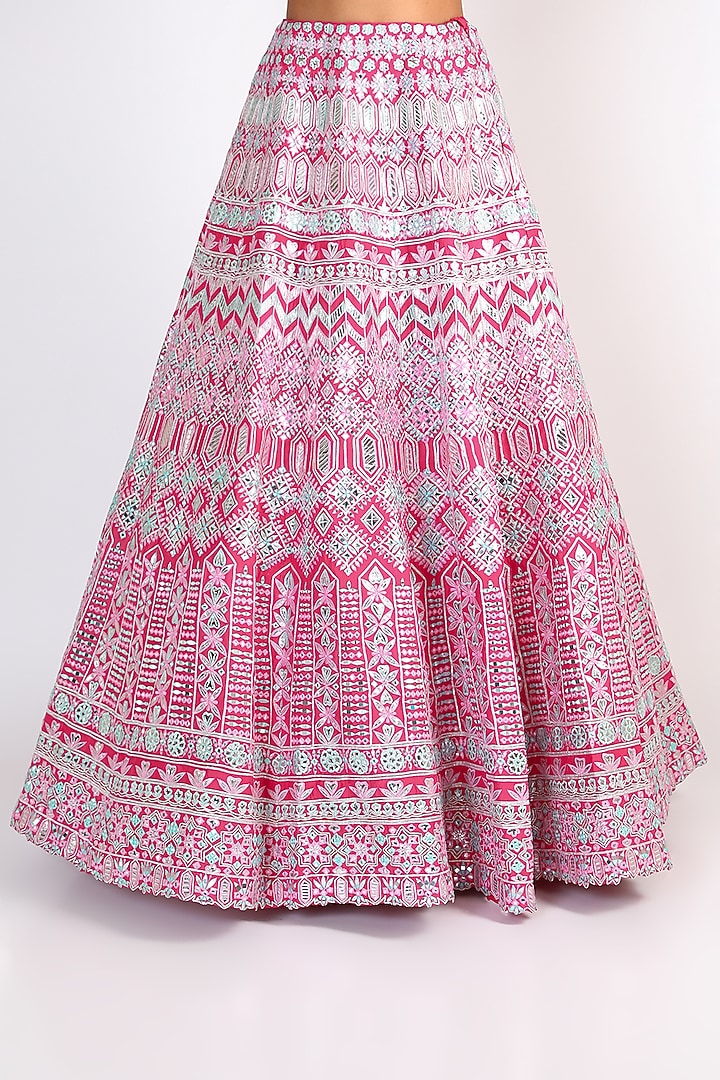 Fuchsia Embroidered Bridal Lehenga Set by Aneesh Agarwaal at Pernia's Pop Up Shop