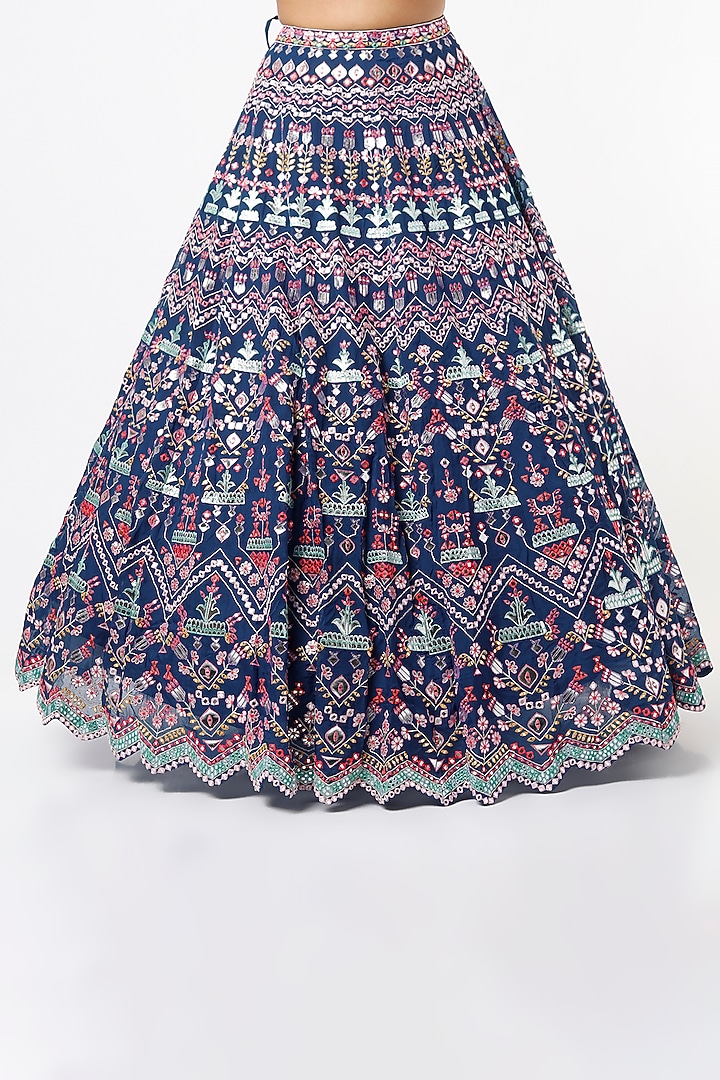 Royal Blue Embroidered Bridal Lehenga set by Aneesh Agarwaal at Pernia's Pop Up Shop