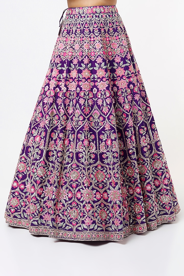 Purple Embroidered Bridal Lehenga Set by Aneesh Agarwaal at Pernia's Pop Up Shop