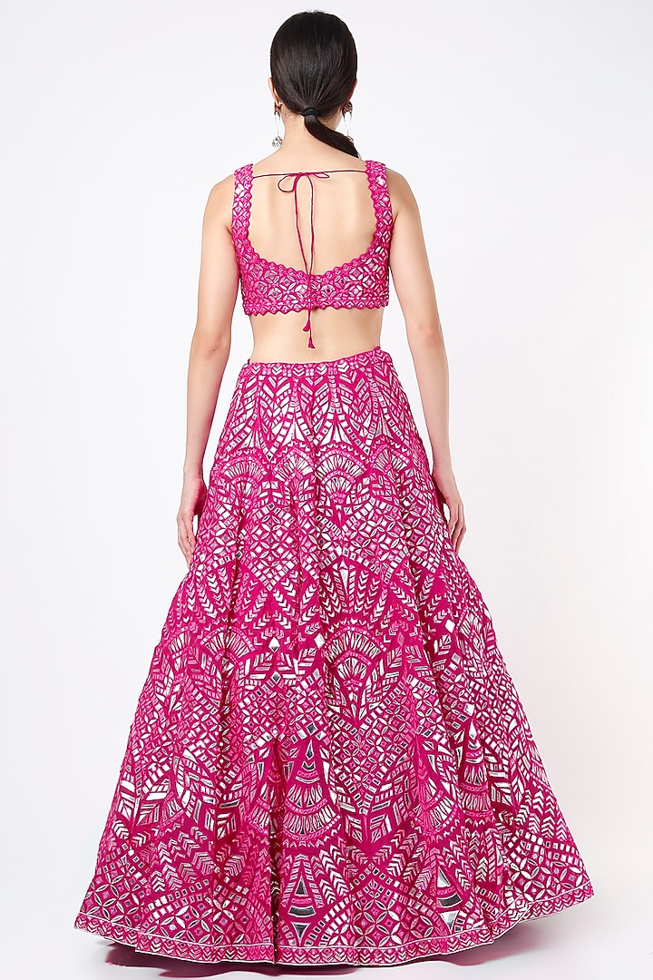 Fuchsia Embroidered Bridal Lehenga Set by Aneesh Agarwaal at Pernia's Pop Up Shop