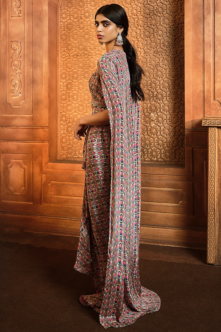 Olive Green Crepe Printed Skirt Set by Aneesh Agarwaal PRET at Pernia's Pop Up Shop