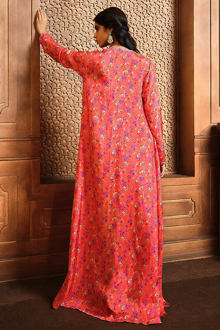 Orange Habutai Printed Skirt Set by Aneesh Agarwaal PRET at Pernia's Pop Up Shop