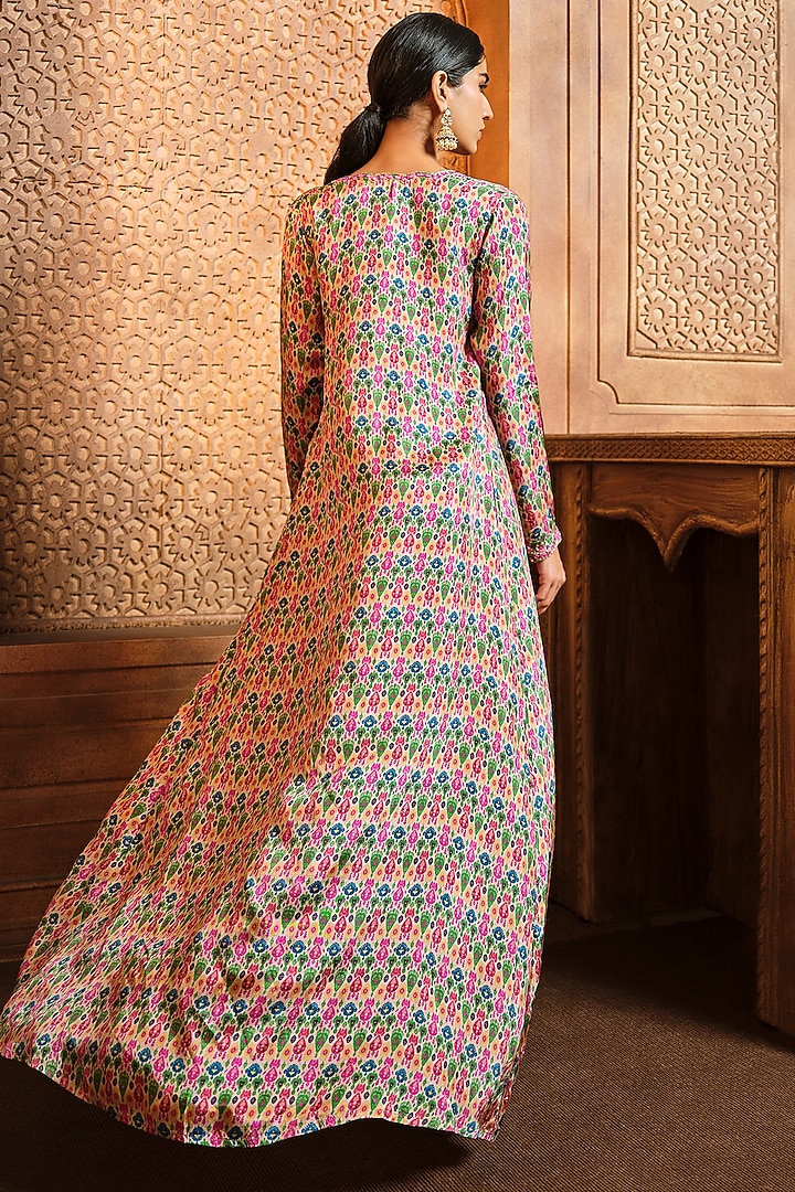 Dusty Ivory Habutai Printed Wrap Skirt Set by Aneesh Agarwaal PRET at Pernia's Pop Up Shop