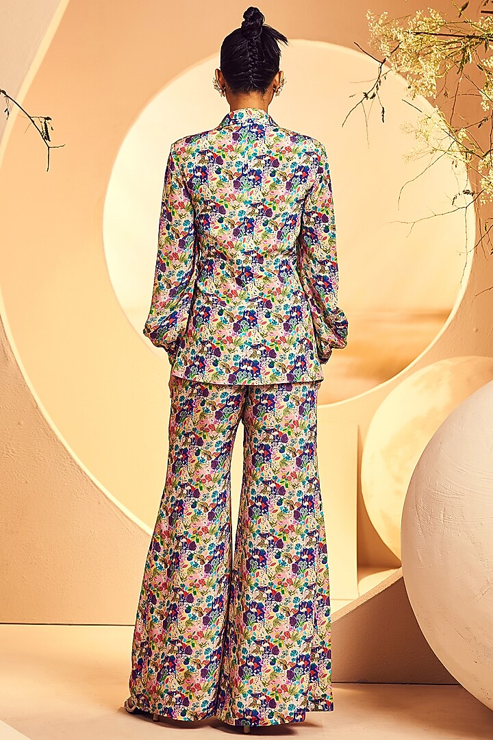 Light Pink Crepe Printed Blazer Set by Aneesh Agarwaal PRET at Pernia's Pop Up Shop
