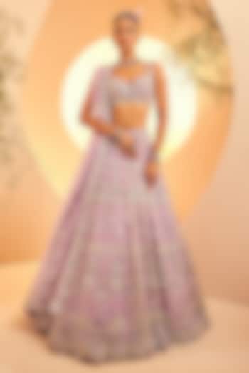 Orchid Tulle Cutdana & Mirror Embellished Bridal lehenga for 22 Lehenga Set by Aneesh Agarwaal at Pernia's Pop Up Shop