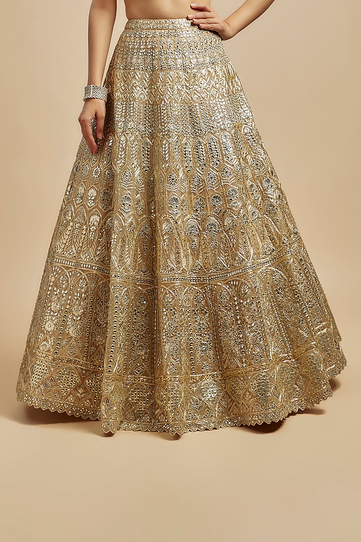 Gold Organza Bridal Lehenga Set by Aneesh Agarwaal at Pernia's Pop Up Shop