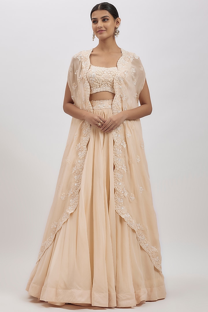 Ivory Organza Cape Set by Aneesh Agarwaal at Pernia's Pop Up Shop