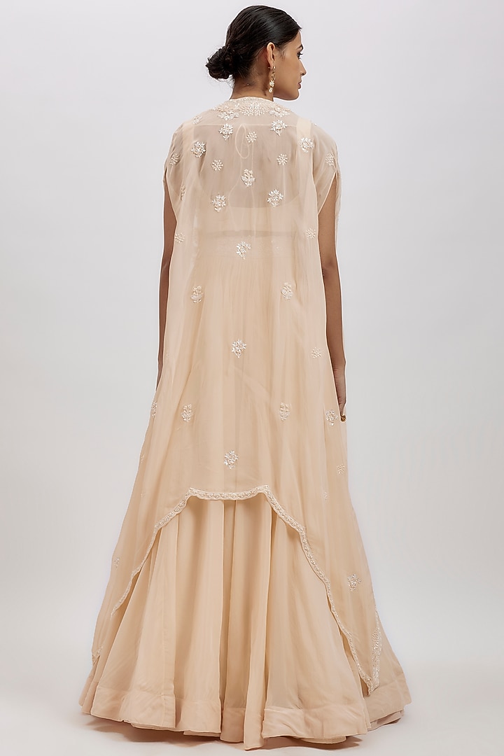 Ivory Organza Cape Set by Aneesh Agarwaal at Pernia's Pop Up Shop