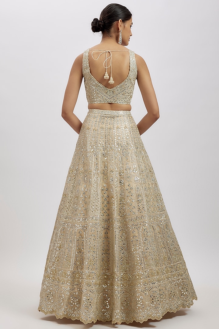 Gold Organza Jacket Bridal Lehenga Set by Aneesh Agarwaal at Pernia's Pop Up Shop