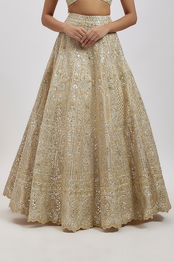 Gold Organza Jacket Bridal Lehenga Set by Aneesh Agarwaal at Pernia's Pop Up Shop