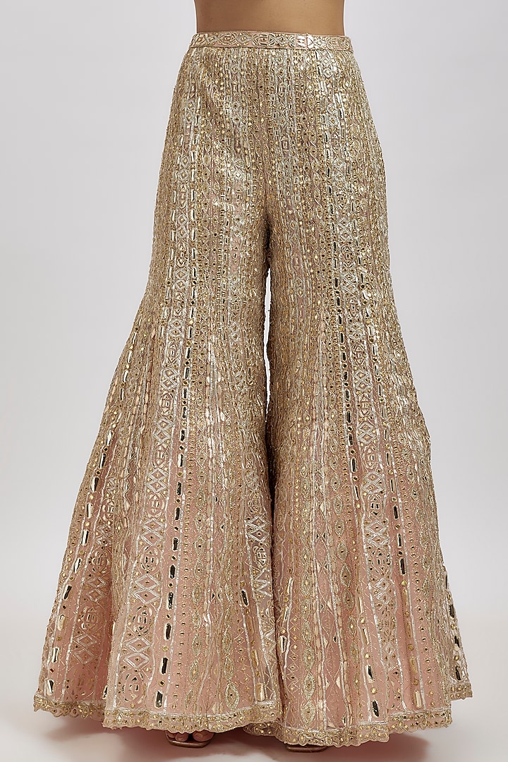 Blush Pink Net Bridal Sharara Set by Aneesh Agarwaal at Pernia's Pop Up Shop