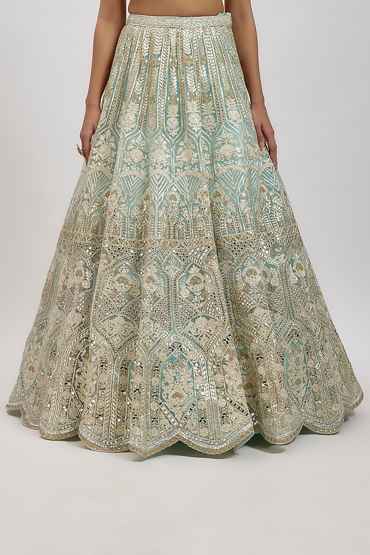 Ice Blue Net Bridal Lehenga Set by Aneesh Agarwaal at Pernia's Pop Up Shop