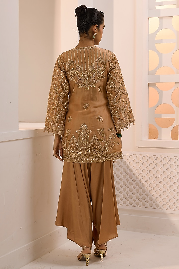 Gold Organza Hand Embroidered Jacket Set by Aneesh Agarwaal PRET at Pernia's Pop Up Shop