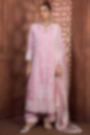 Lilac-Pink Silk Sequins Embroidered Kurta Set by Aneesh Agarwaal PRET at Pernia's Pop Up Shop