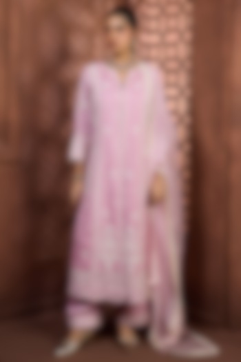 Lilac-Pink Silk Sequins Embroidered Kurta Set by Aneesh Agarwaal PRET at Pernia's Pop Up Shop