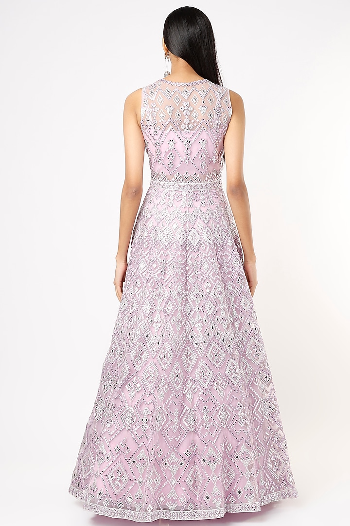 Light Purple Silk Embroidered Jacket Bridal Lehenga Set by Aneesh Agarwaal at Pernia's Pop Up Shop