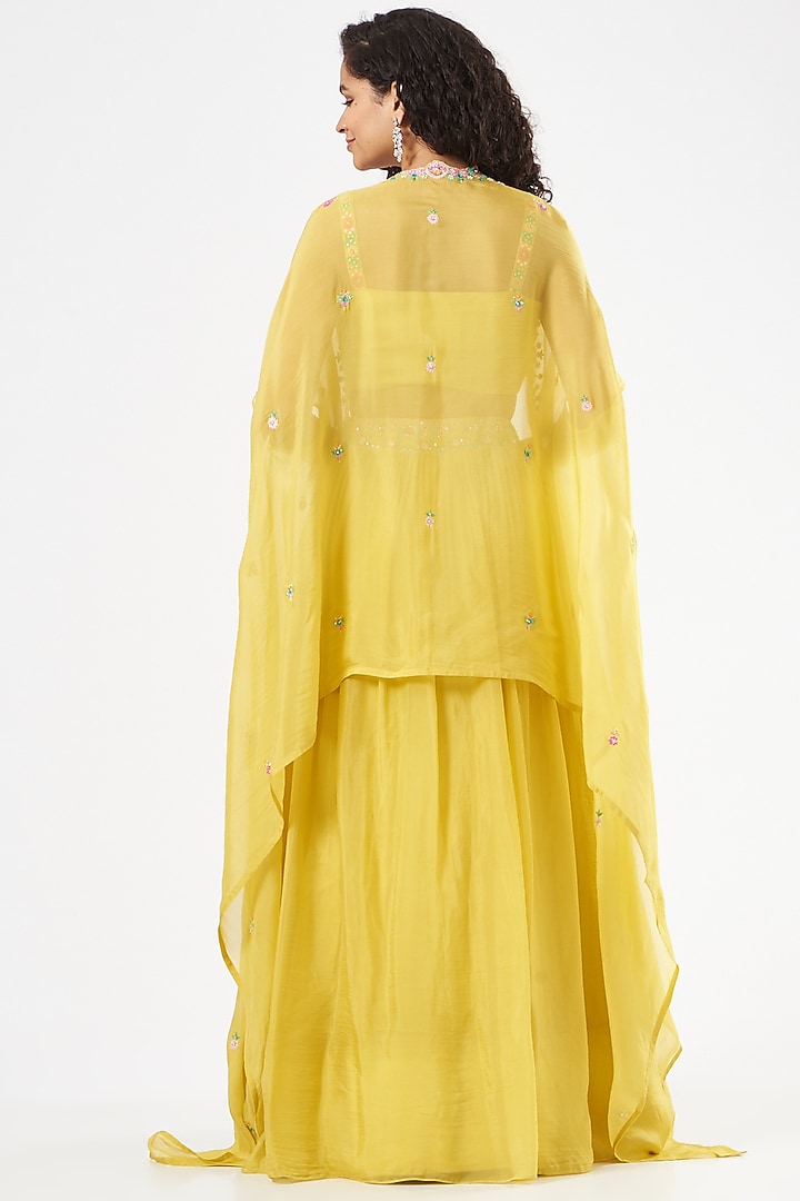Lime Yellow Sequins Embroidered Skirt Set by Aneesh Agarwaal PRET at Pernia's Pop Up Shop