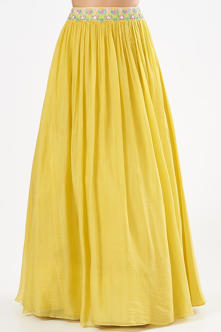 Lime Yellow Sequins Embroidered Skirt Set by Aneesh Agarwaal PRET at Pernia's Pop Up Shop