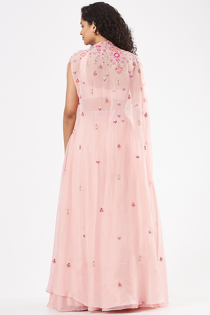 Soft Pink Sequins Embroidered Skirt Set by Aneesh Agarwaal PRET at Pernia's Pop Up Shop