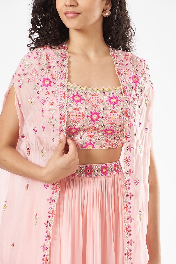Soft Pink Sequins Embroidered Skirt Set by Aneesh Agarwaal PRET at Pernia's Pop Up Shop