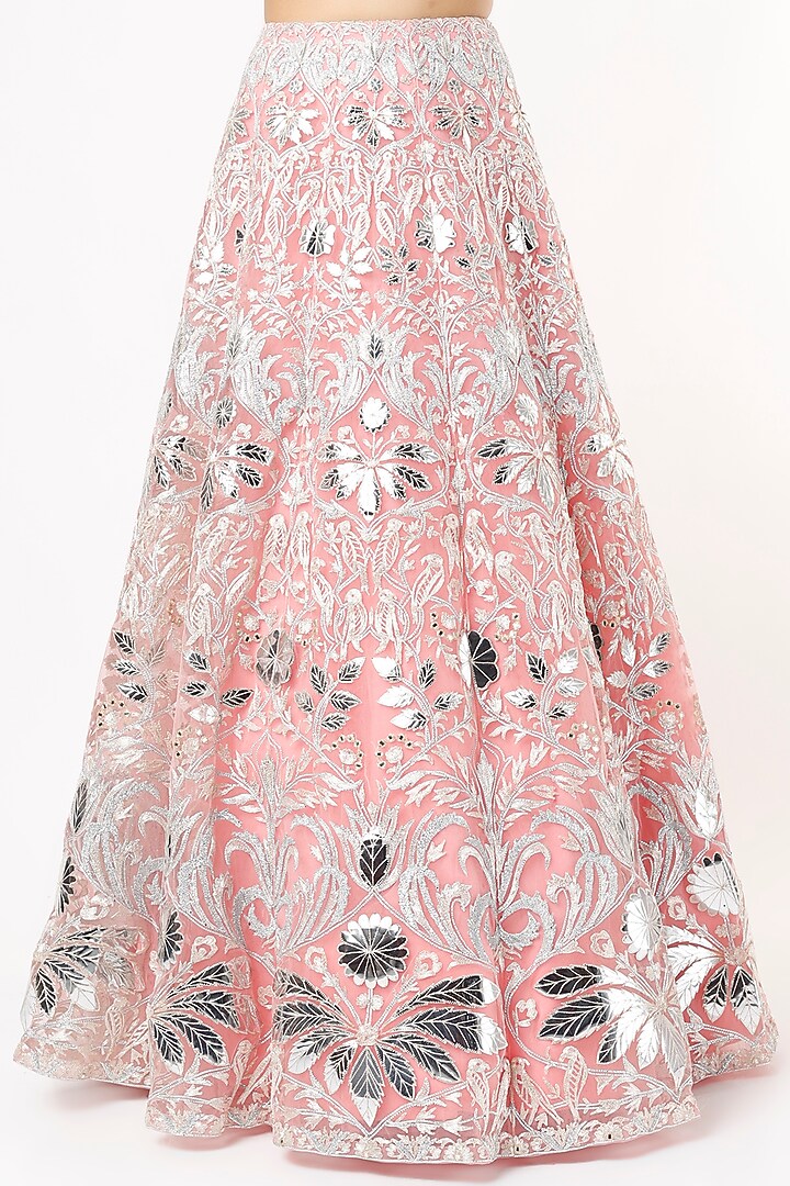 Pink Foil Embroidered Bridal Lehenga Set by Aneesh Agarwaal at Pernia's Pop Up Shop