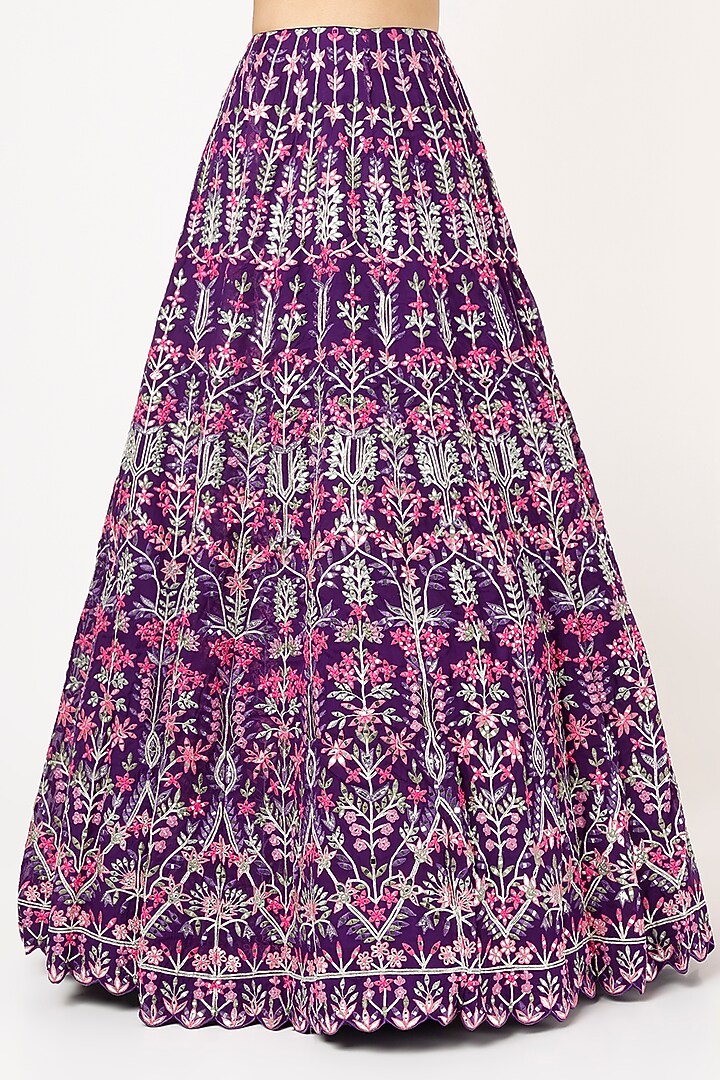Purple Mirror Embroidered Bridal Lehenga Set by Aneesh Agarwaal at Pernia's Pop Up Shop