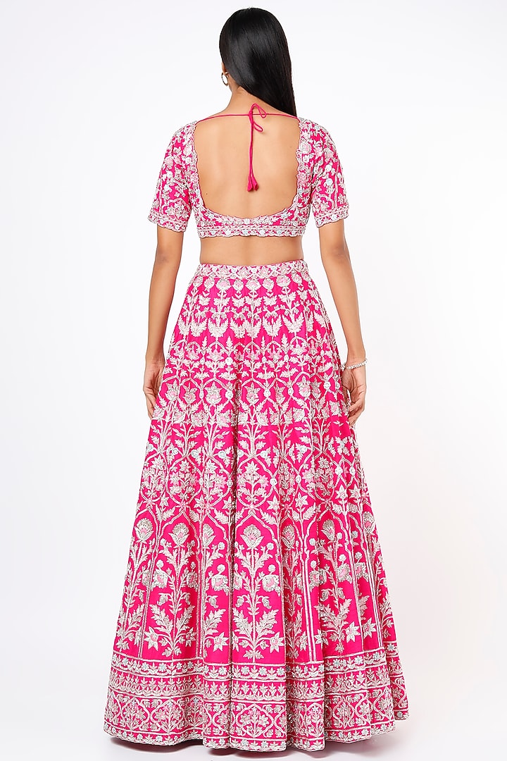 Rani Pink Gota-Embroidered Bridal Lehenga Set by Aneesh Agarwaal at Pernia's Pop Up Shop