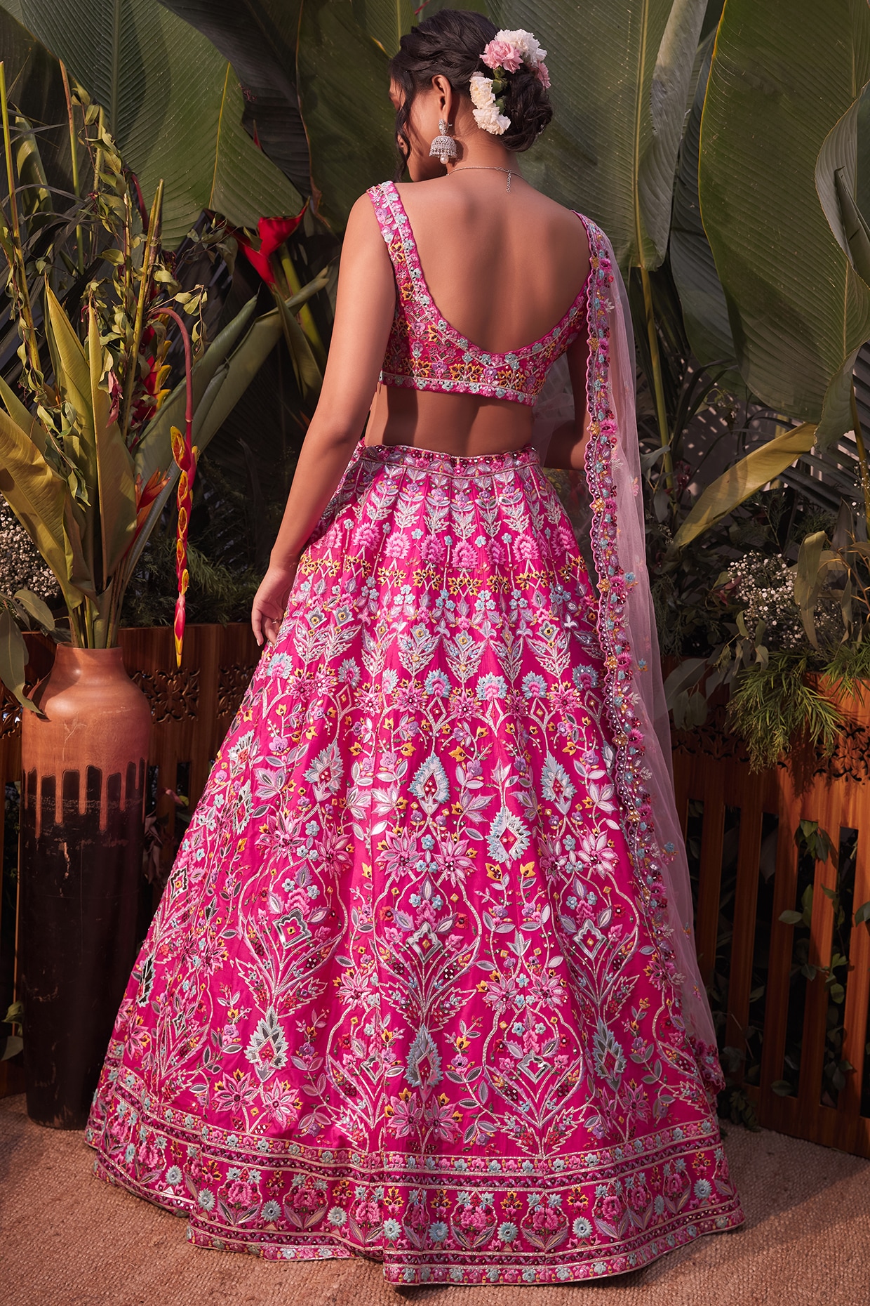 Fuchsia Pink Raw Silk Embroidered Lehenga Set Design by Dolly J at Pernia's  Pop Up Shop 2024