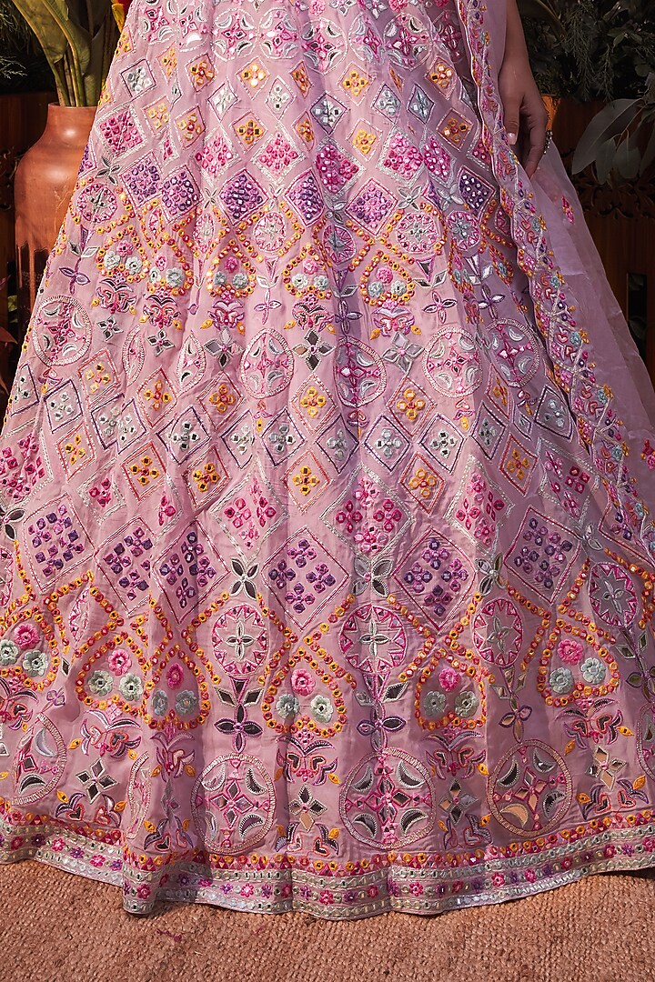 Purple Embroidered Bridal Lehenga Set by Aneesh Agarwaal at Pernia's Pop Up Shop