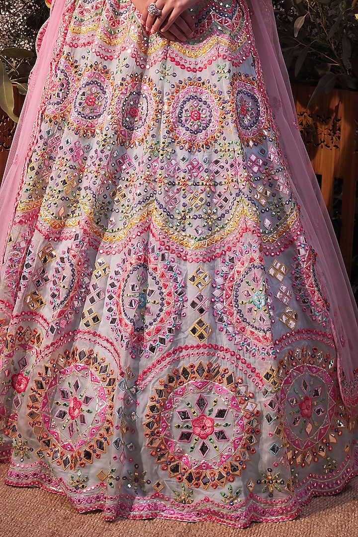 Aqua Embellished Bridal Lehenga Set by Aneesh Agarwaal at Pernia's Pop Up Shop