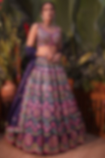 Purple Magenta Embroidered Bridal Lehenga Set by Aneesh Agarwaal at Pernia's Pop Up Shop