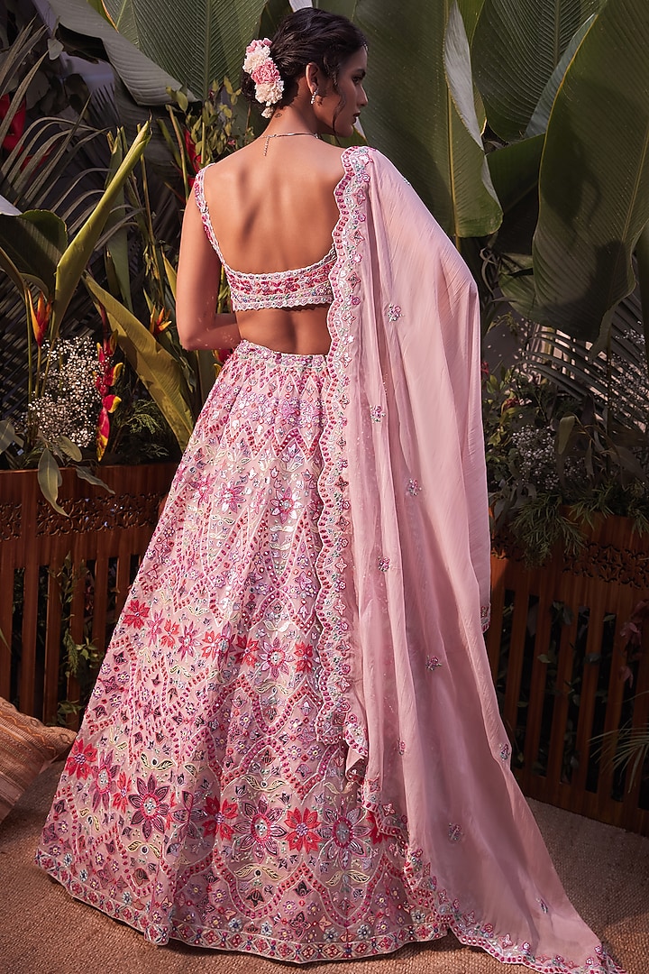 Lilac Foil Embroidered Bridal Lehenga Set by Aneesh Agarwaal at Pernia's Pop Up Shop